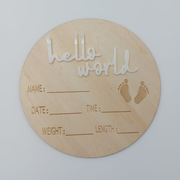 Houten mijlpaalkaart 'Hello World' kleur - Studio Blooming