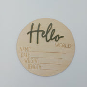 HOUTEN MIJLPAALKAART 'HELLO WORLD' KLEUR - Studio Blooming