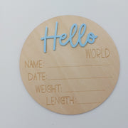 HOUTEN MIJLPAALKAART 'HELLO WORLD' KLEUR - Studio Blooming